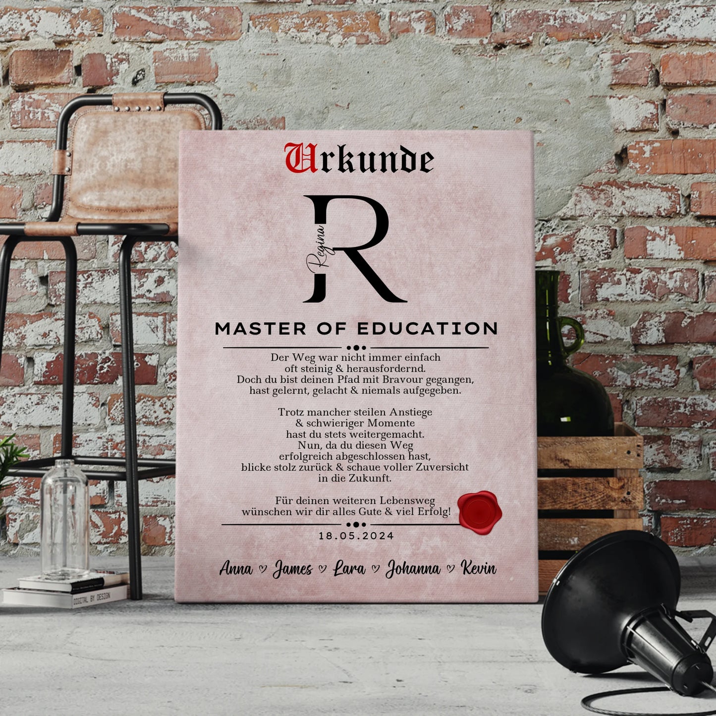 Leinwand Urkunde Geschenk Zum Bestandenen Master Master Of Education 4