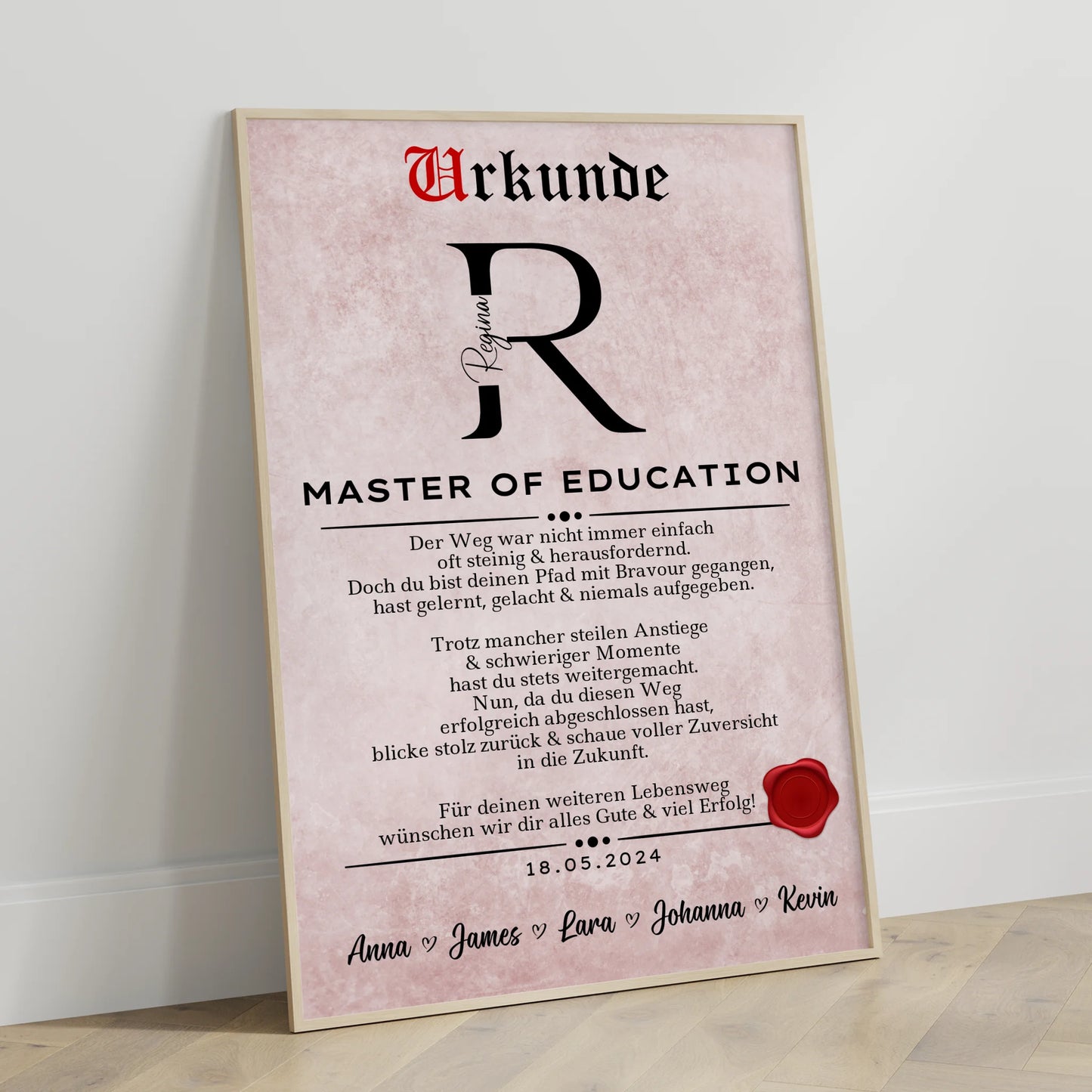 Poster Urkunde Geschenk Zum Bestandenen Master Of Education