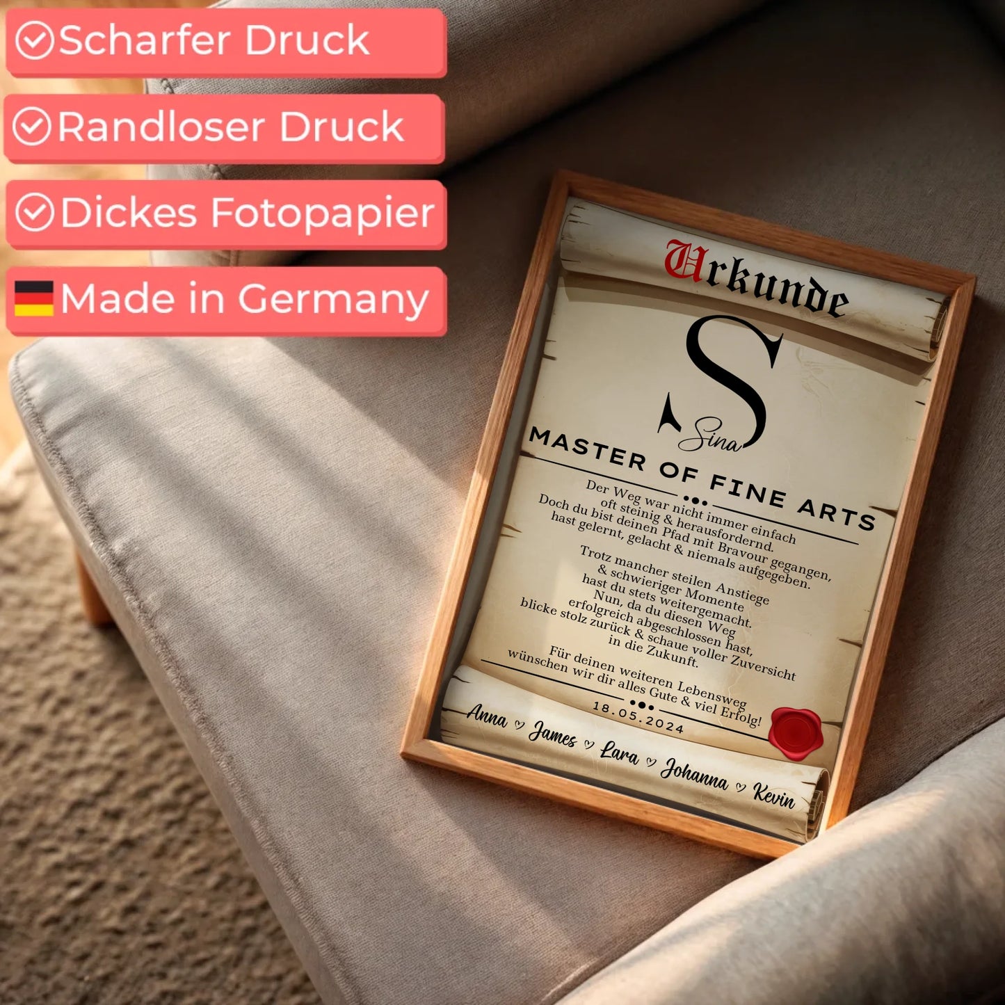 Poster Urkunde Master Abschluss Geschenk Master Of Fine Arts