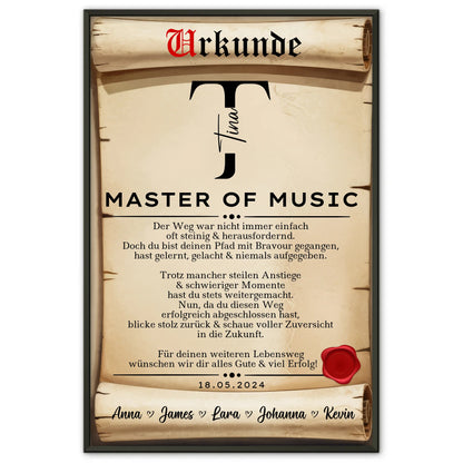 Poster Urkunde Geschenk Zum Masterabschluss Master Of Music