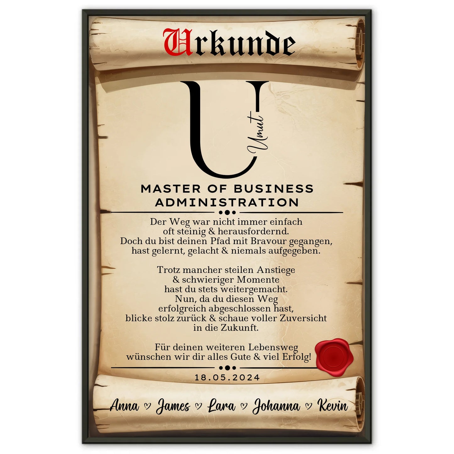 Poster Urkunde Geschenk Masterabschluss Master Of Business Administration