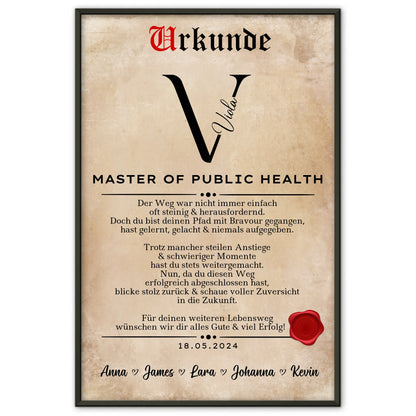 Poster Urkunde Geschenk Zum Master Of Public Health