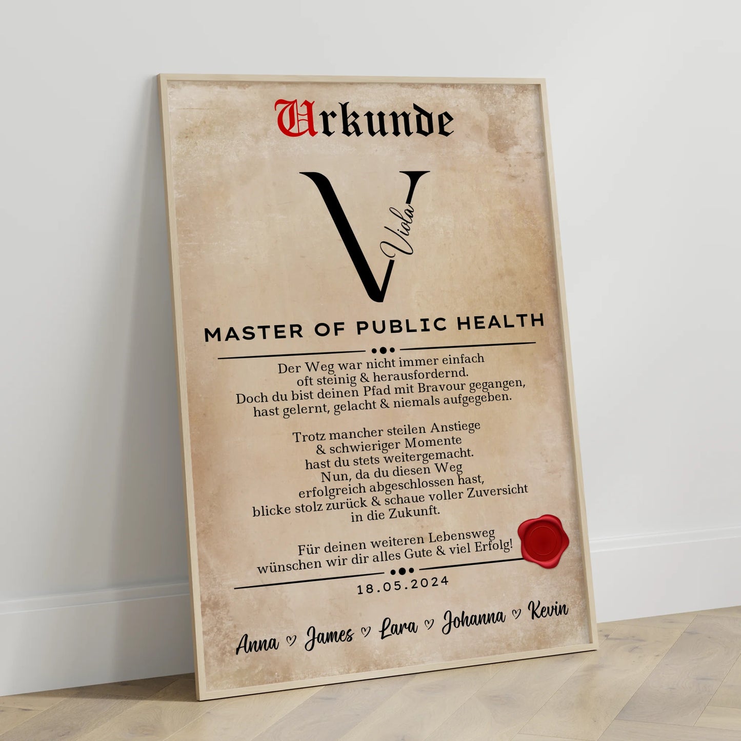 Poster Urkunde Geschenk Zum Master Of Public Health