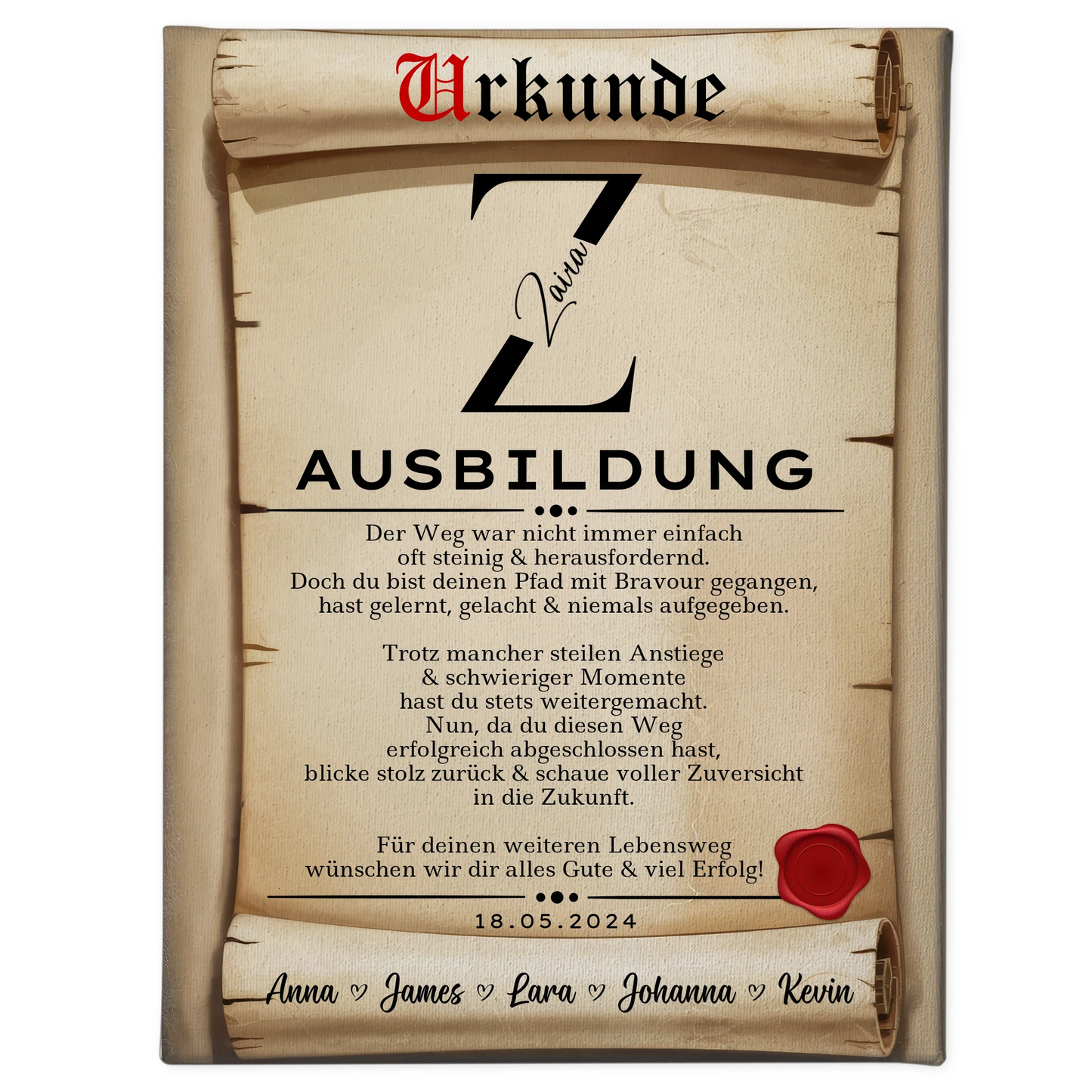 Leinwand Urkunde Ausbildungsabschluss Geschenk Ausbildung 1