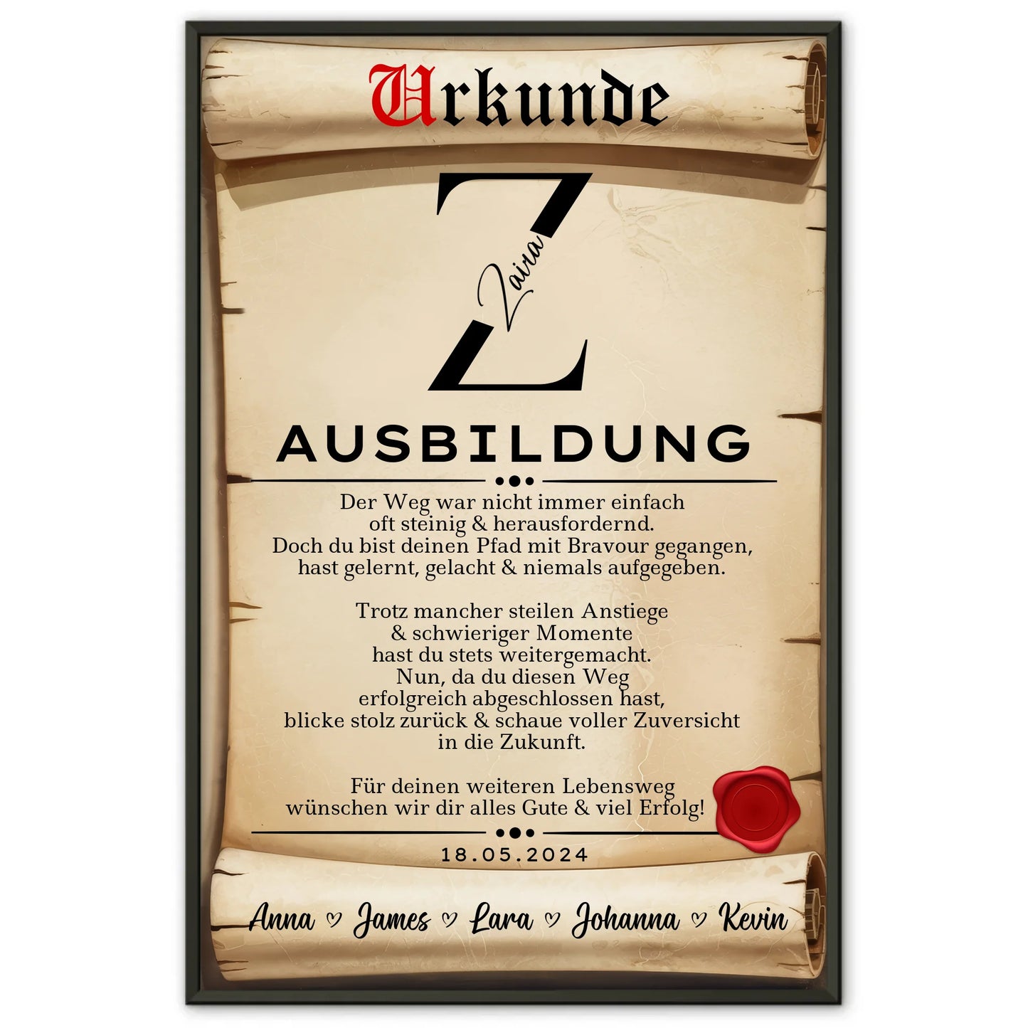 Poster Urkunde Ausbildungsabschluss Geschenk Ausbildung