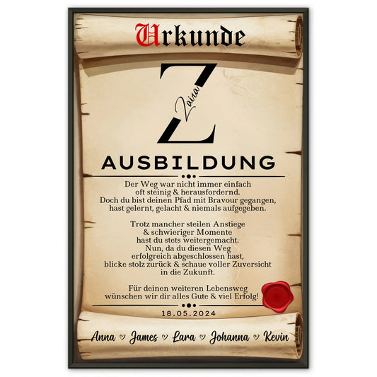 Poster Urkunde Ausbildungsabschluss Geschenk Ausbildung