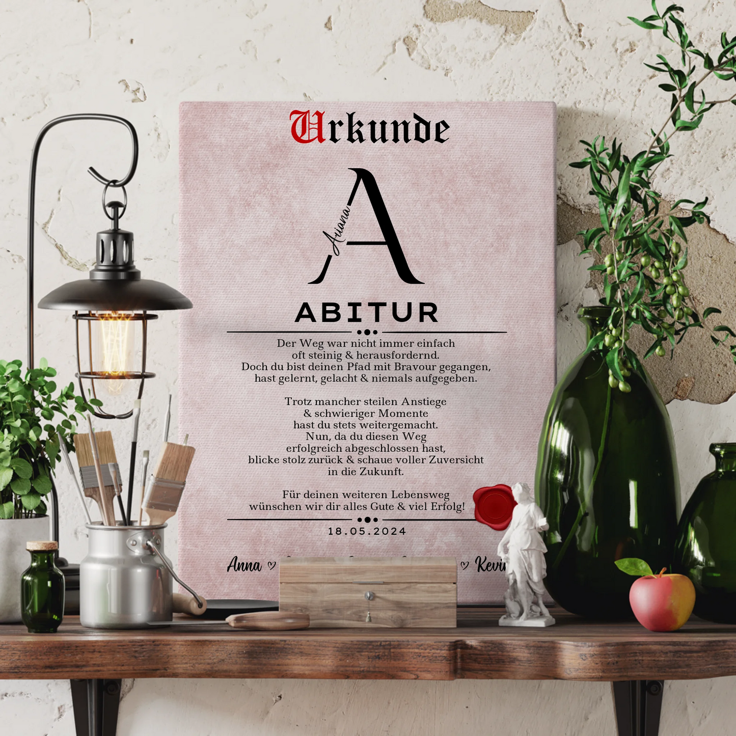 Leinwand Urkunde Geschenk zum Abitur Abiturient 3