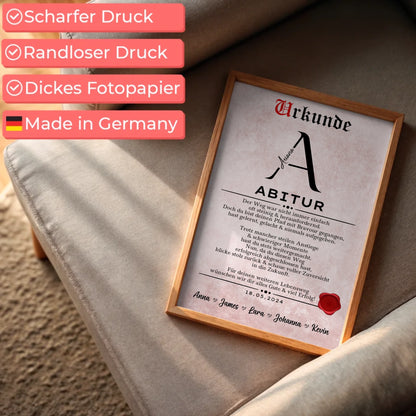 Poster Urkunde Geschenk zum Abitur Abiturient Abschluss