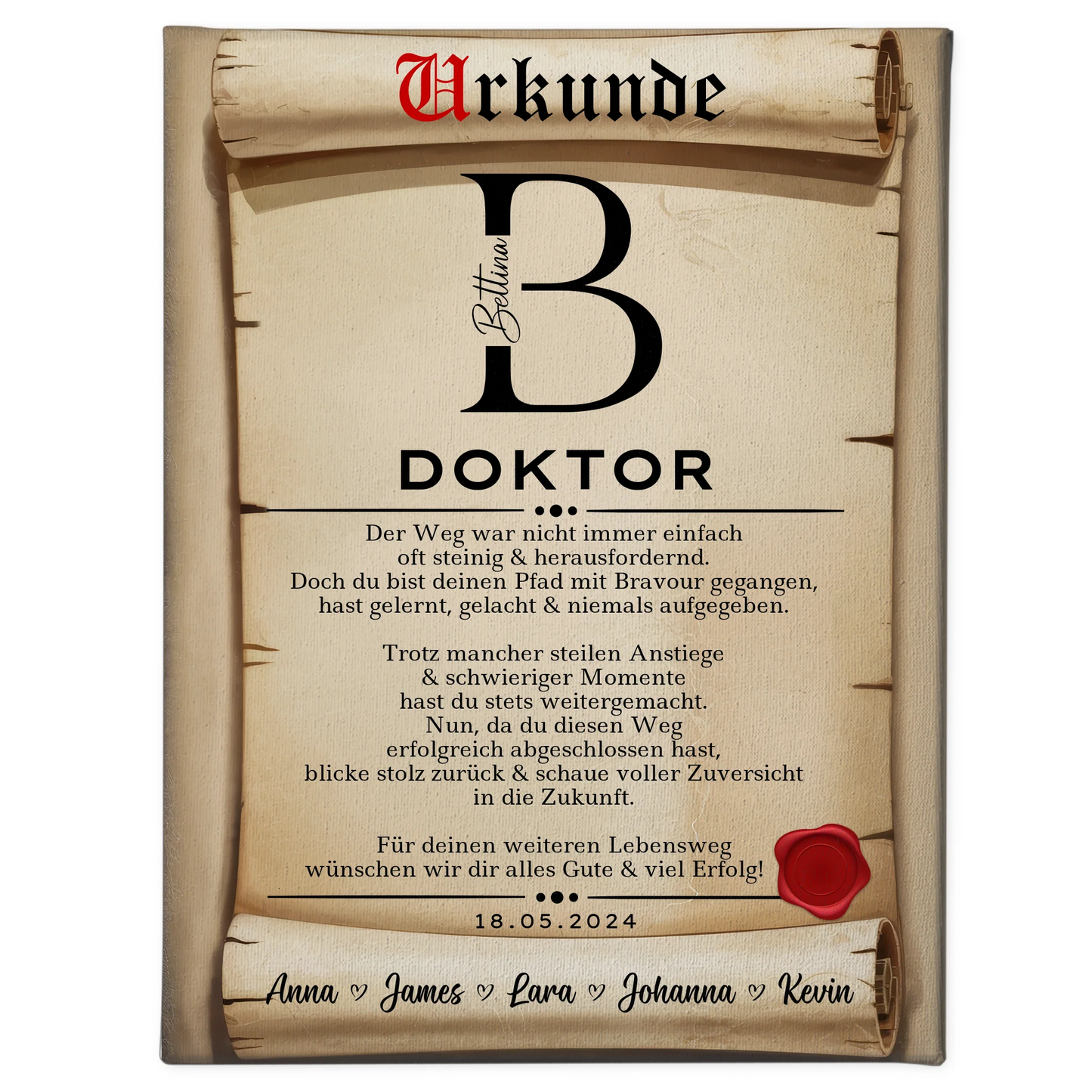 Leinwand Urkunde Doktor Abschluss Geschenk Doktorand 1