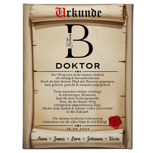 Leinwand Urkunde Doktor Abschluss Geschenk Doktorand 1