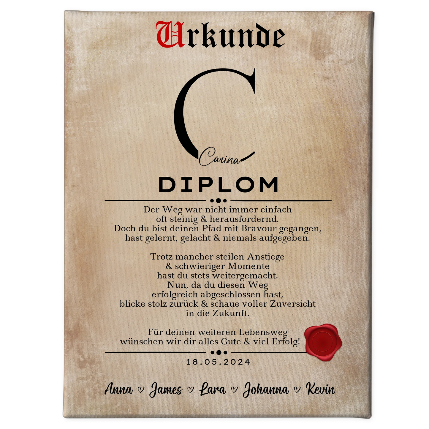 Leinwand Urkunde Geschenk Diplom Abschluss Diplomand 1