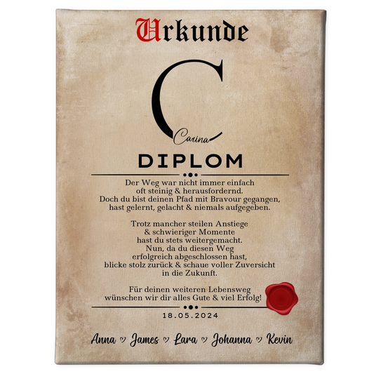 Leinwand Urkunde Geschenk Diplom Abschluss Diplomand 1