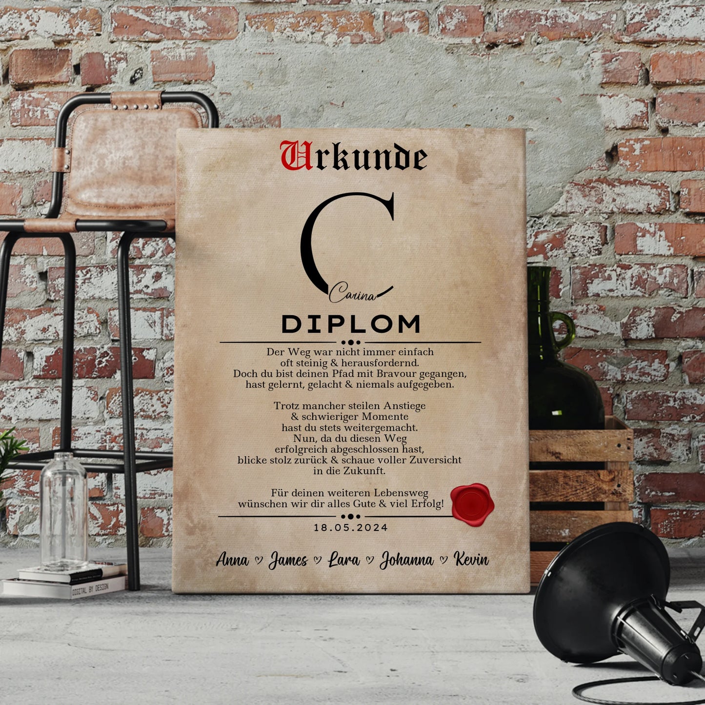 Leinwand Urkunde Geschenk Diplom Abschluss Diplomand 4
