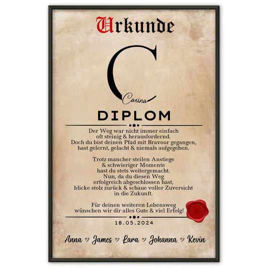 Poster Urkunde Diplomand Geschenk Diplom Abschluss