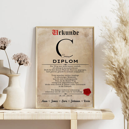 Poster Urkunde Diplomand Geschenk Diplom Abschluss