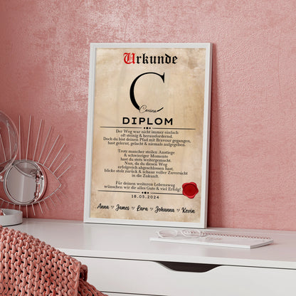Poster Urkunde Diplomand Geschenk Diplom Abschluss