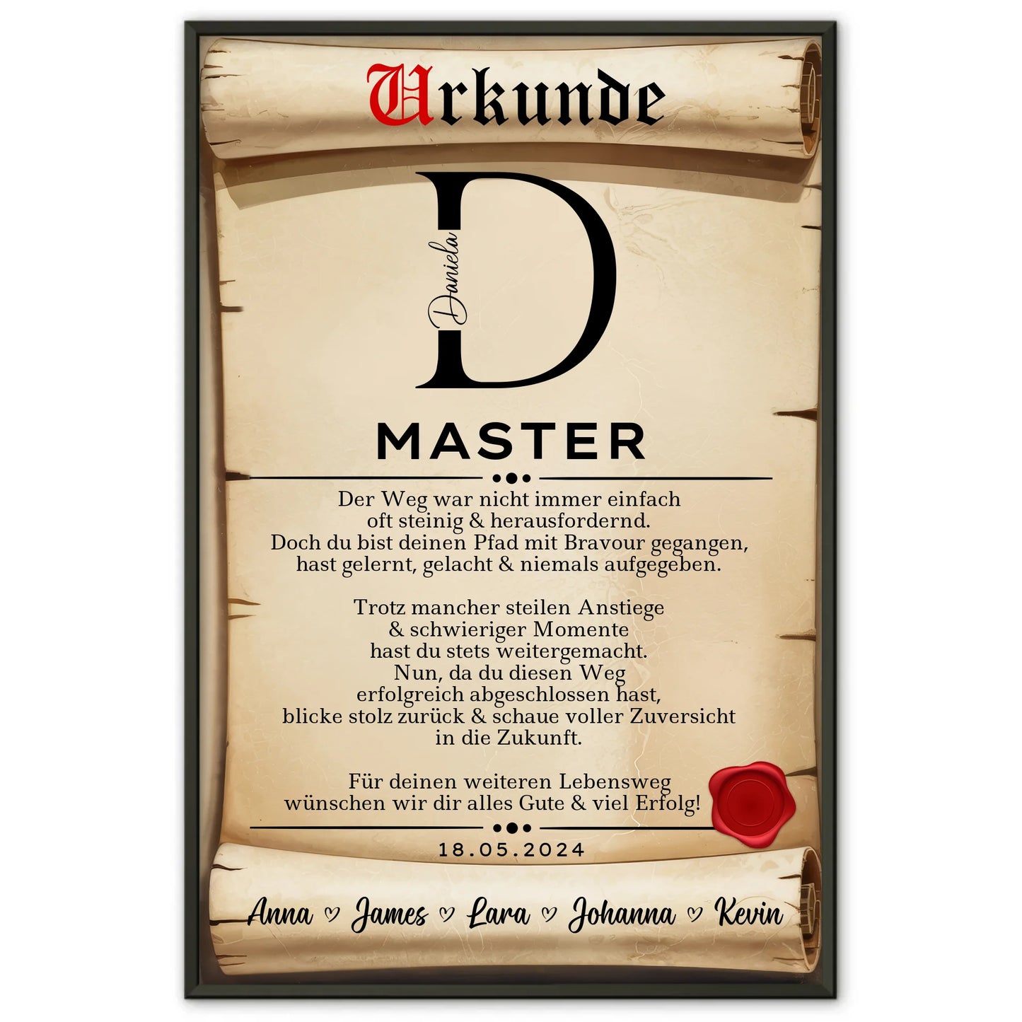 Poster Urkunde Geschenk Masterabschluss Masterand Abschluss