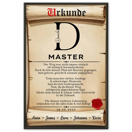 Poster Urkunde Geschenk Masterabschluss Masterand Abschluss