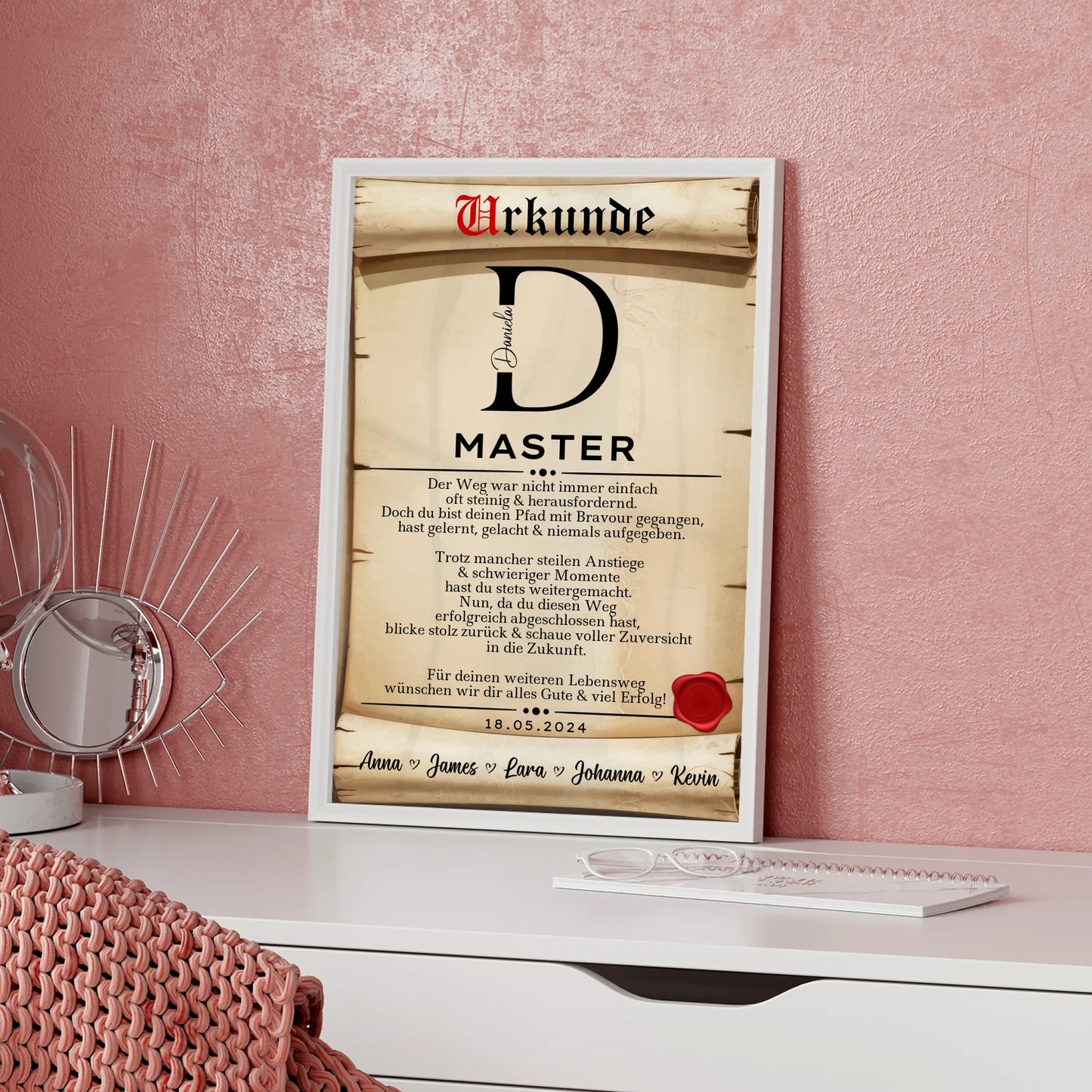 Poster Urkunde Geschenk Masterabschluss Masterand Abschluss