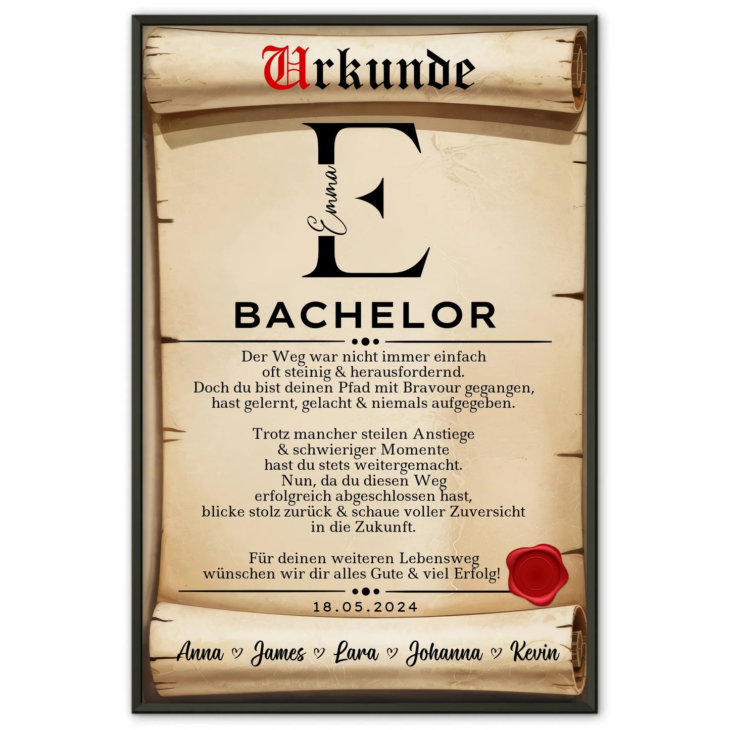 Poster Urkunde Geschenk Zum Bestandenen Bachelor Bachelorand