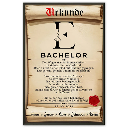 Poster Urkunde Geschenk Zum Bestandenen Bachelor Bachelorand