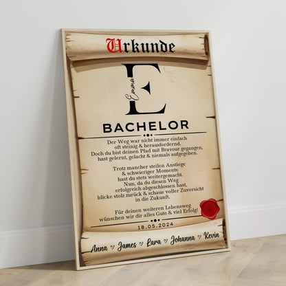 Poster Urkunde Geschenk Zum Bestandenen Bachelor Bachelorand