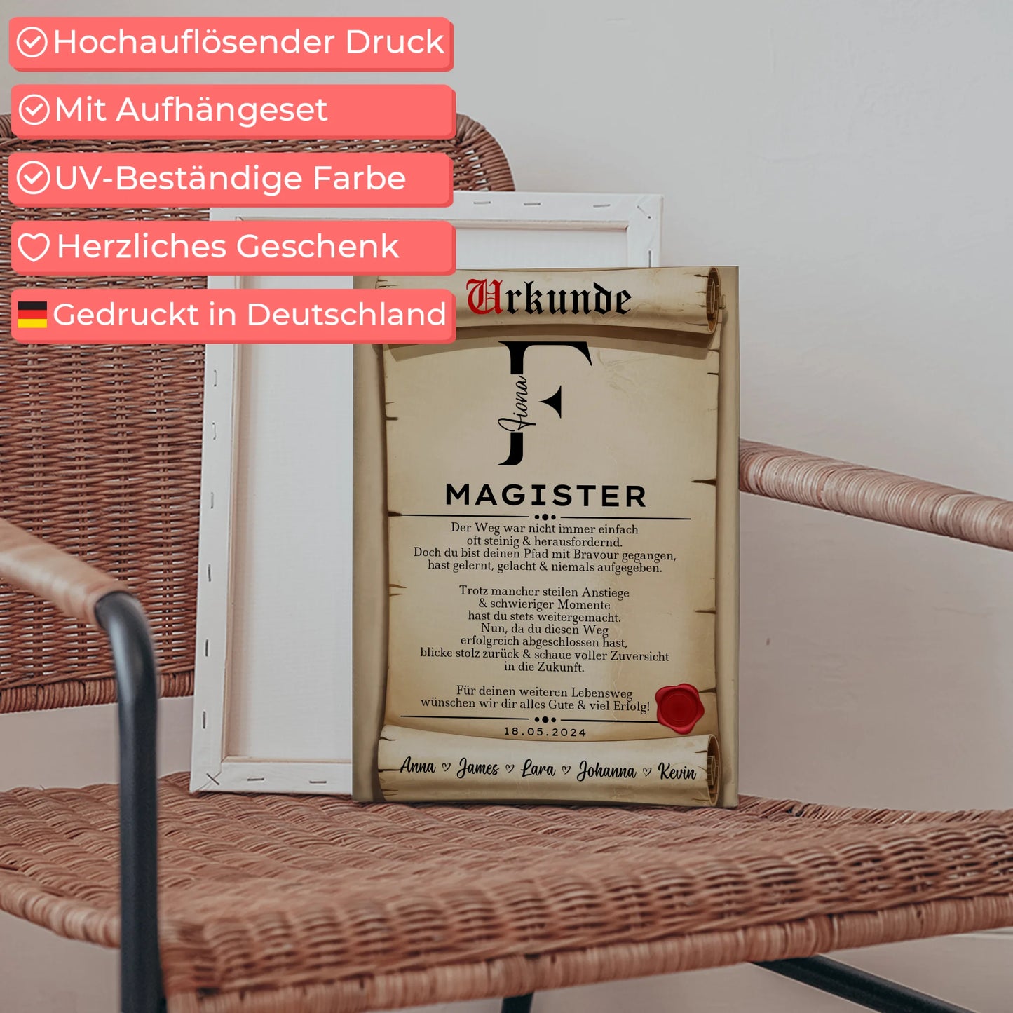 Leinwand Urkunde Geschenk zum Magisterand 5