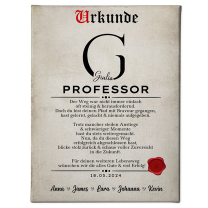 Leinwand Urkunde Geschenk Professor 1