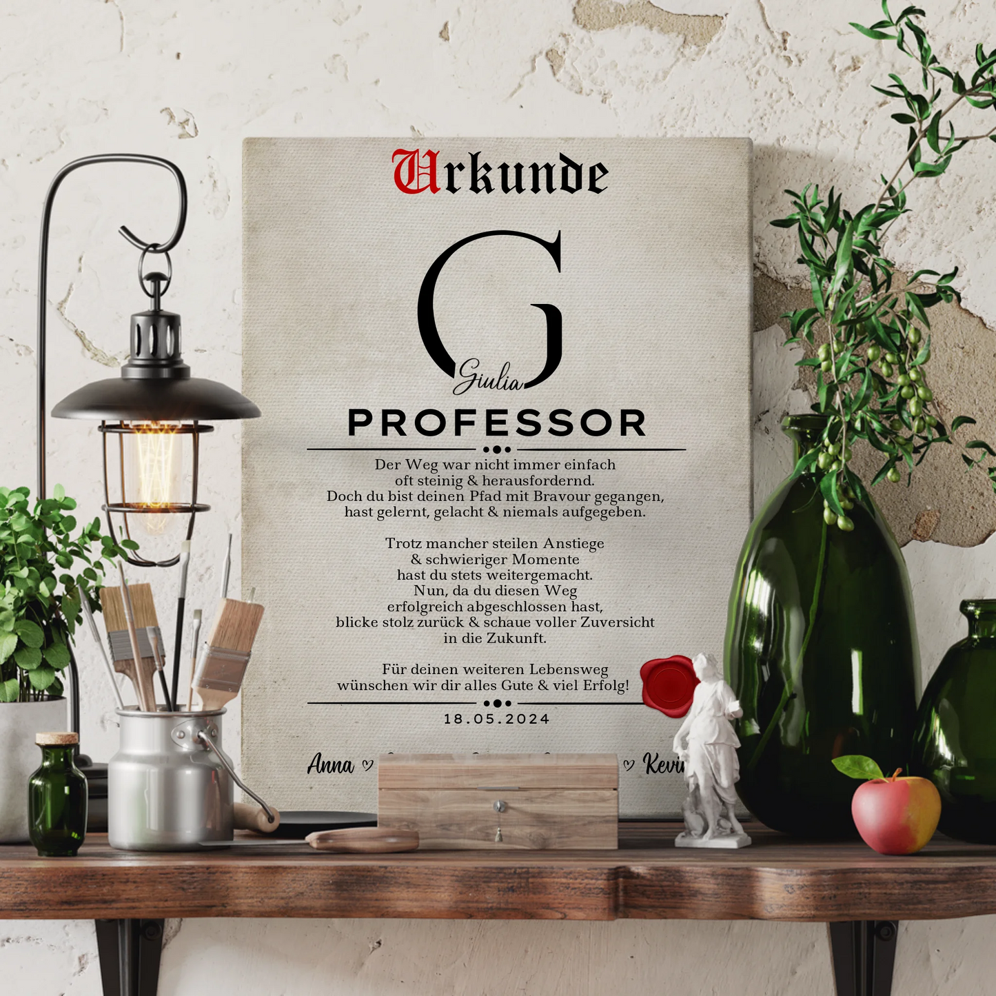 Leinwand Urkunde Geschenk Professor 3