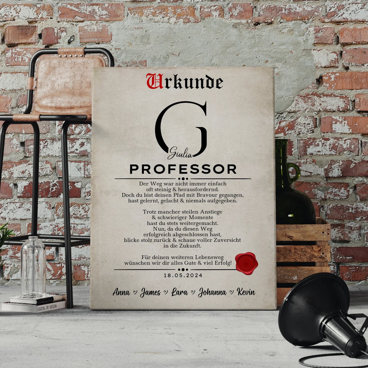 Leinwand Urkunde Geschenk Professor 4