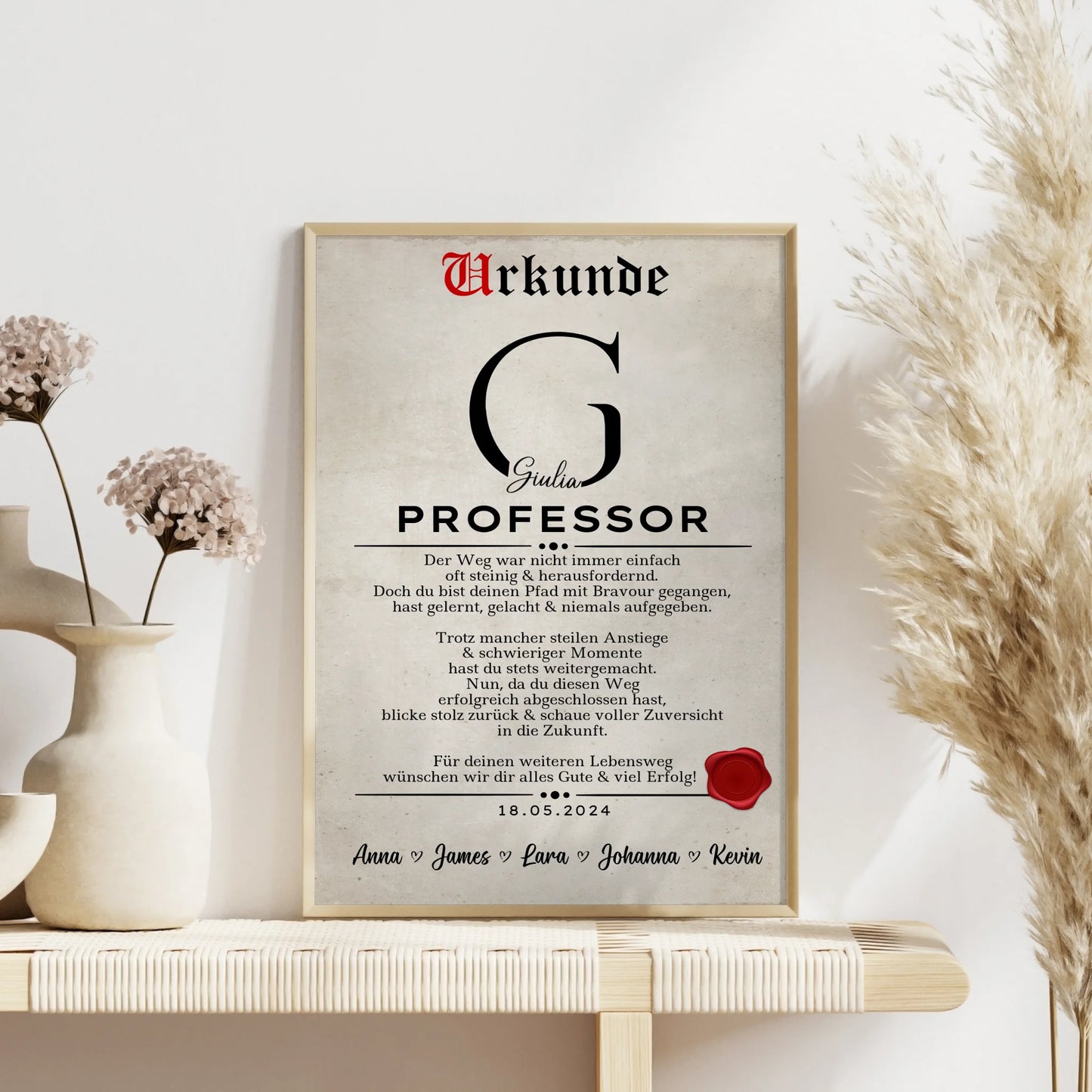 Personalisierte Abschluss Poster Urkunde Geschenk Professor