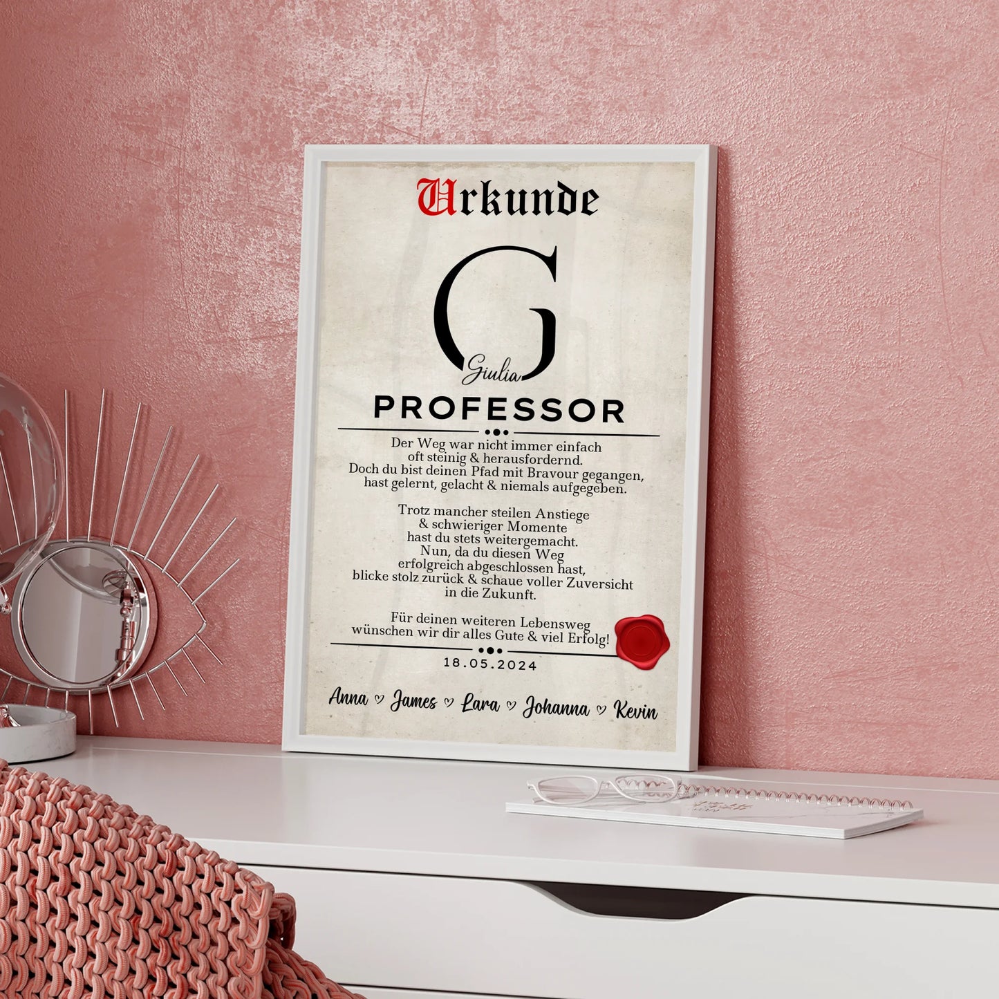 Personalisierte Abschluss Poster Urkunde Geschenk Professor