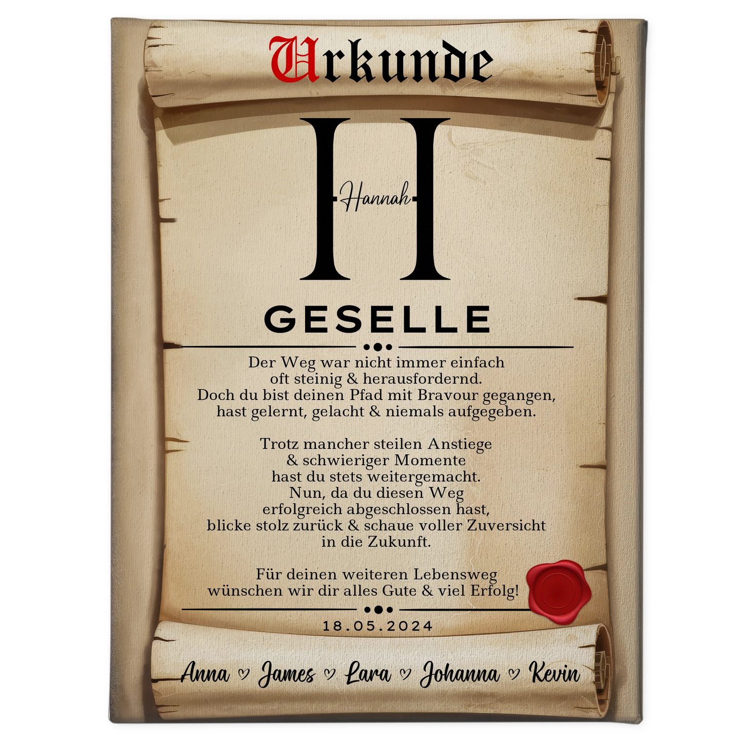 Leinwand Urkunde Geschenk Zum Abschluss Ausbildung Ausbildung 1