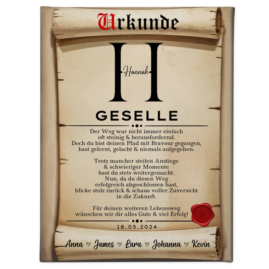 Leinwand Urkunde Geschenk Zum Abschluss Ausbildung Ausbildung 1