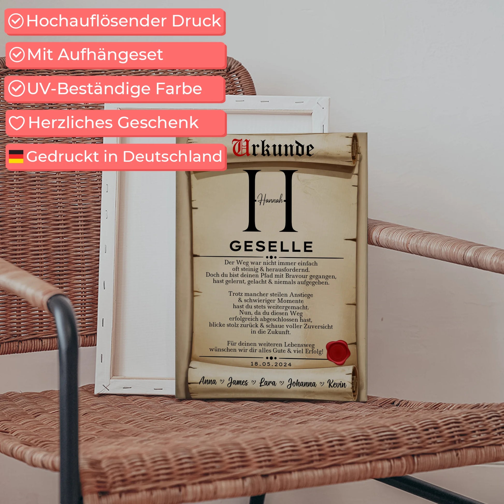 Leinwand Urkunde Geschenk Zum Abschluss Ausbildung Ausbildung 5