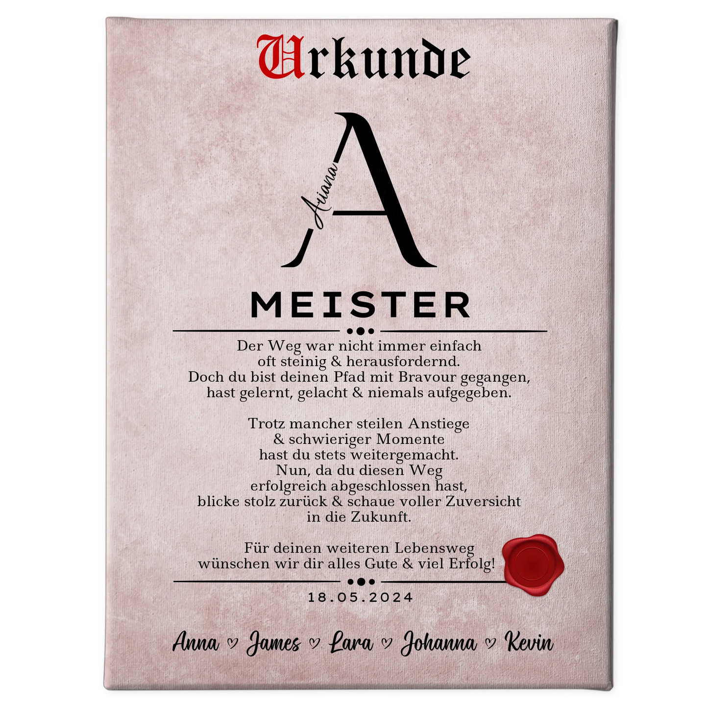 Leinwand Urkunde Geschenk zur Meisterprüfung Meister 1