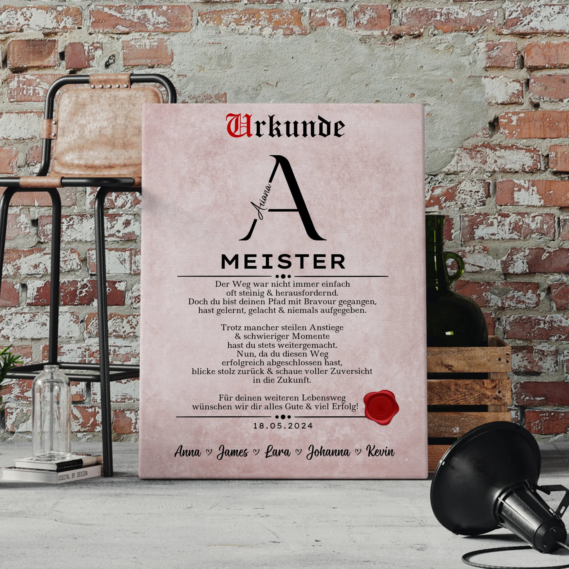 Leinwand Urkunde Geschenk zur Meisterprüfung Meister 4