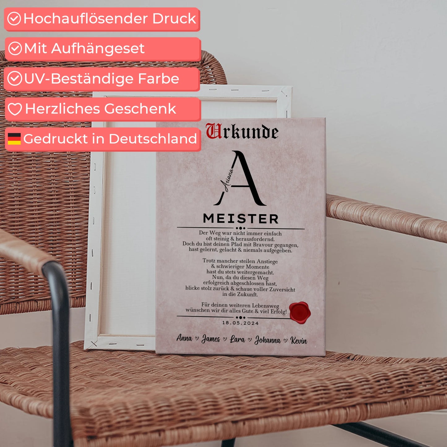 Leinwand Urkunde Geschenk zur Meisterprüfung Meister 5