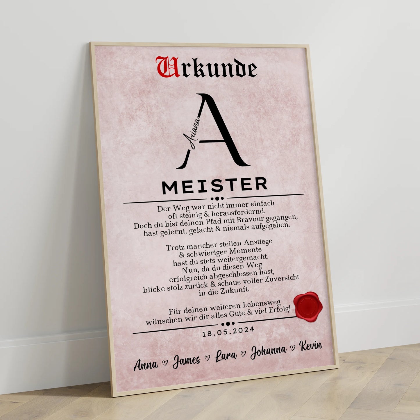 Poster Urkunde Geschenk zur Meisterpruefung fuer Meister
