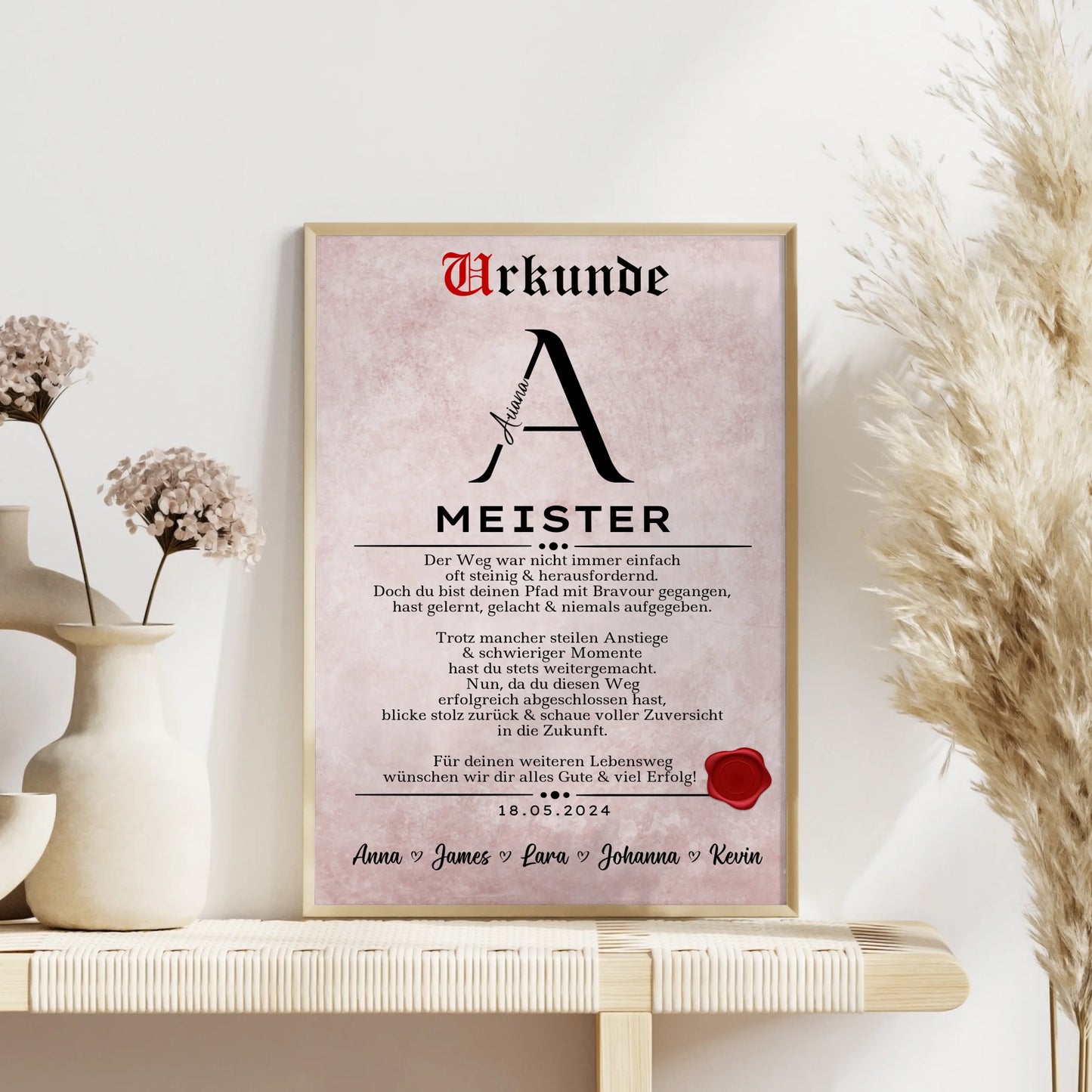 Poster Urkunde Geschenk zur Meisterpruefung fuer Meister