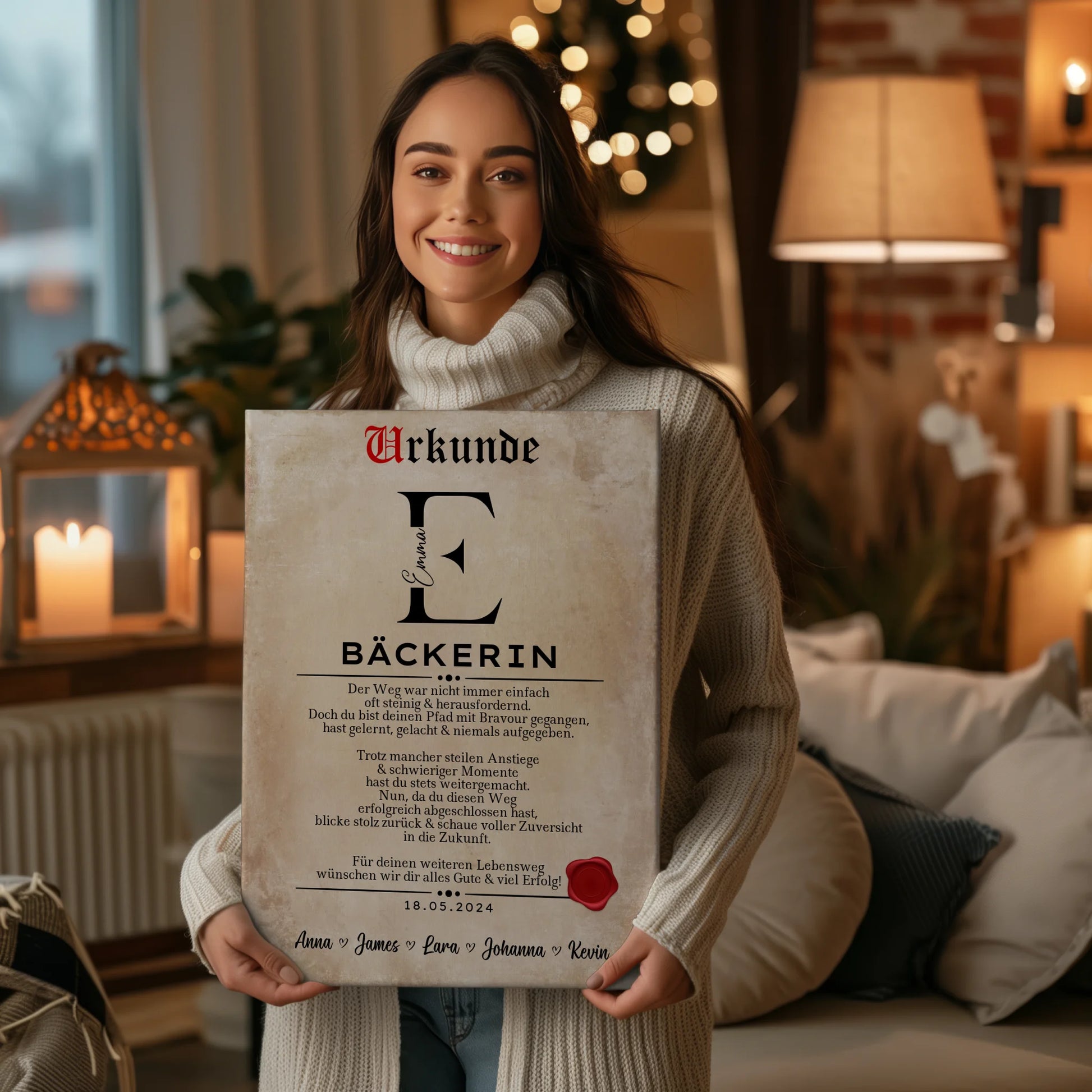 Geschenk Zum Abschluss Ausbildung Bäckerin Leinwand Urkunde 2