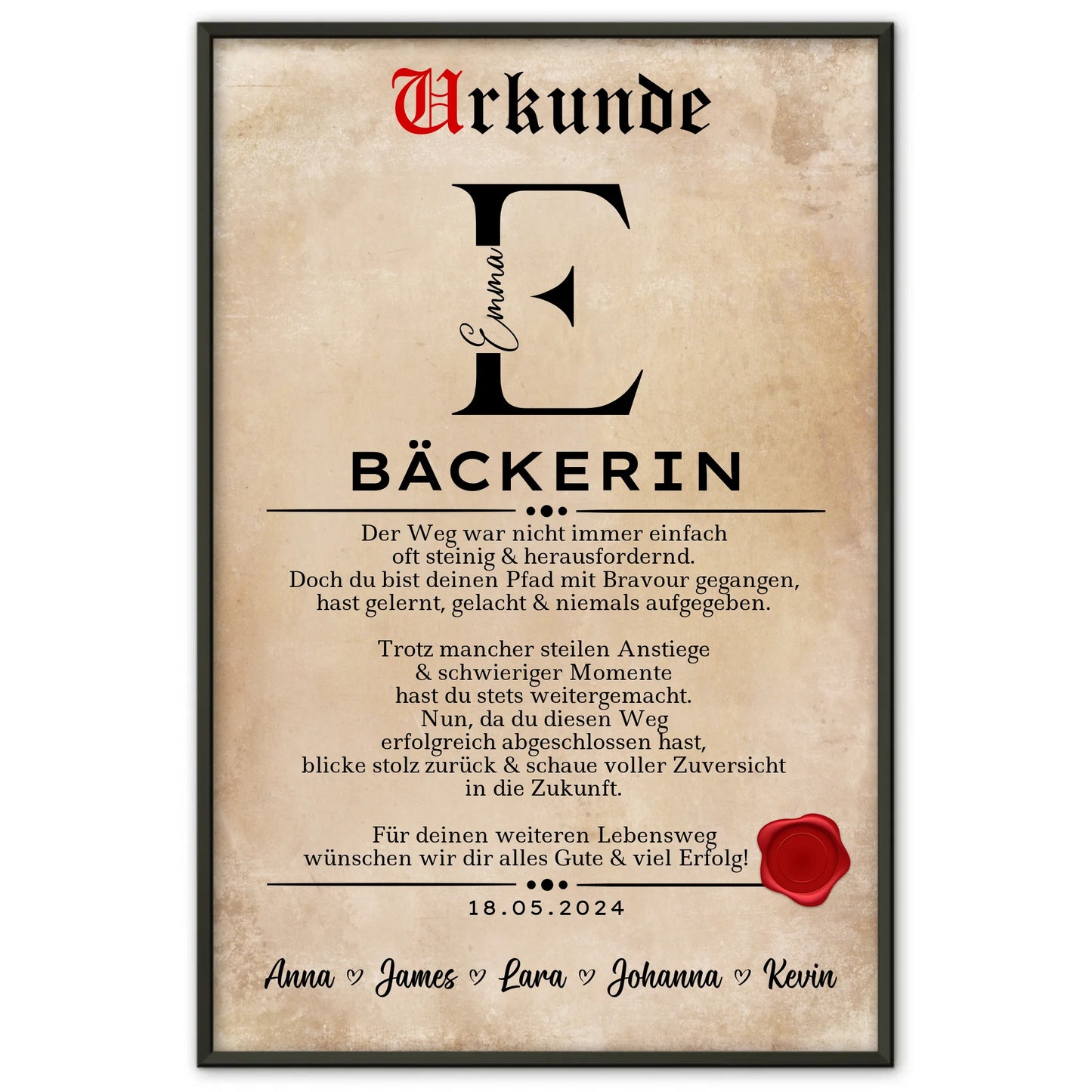 Geschenk Zum Abschluss Ausbildung Bäckerin Poster Urkunde