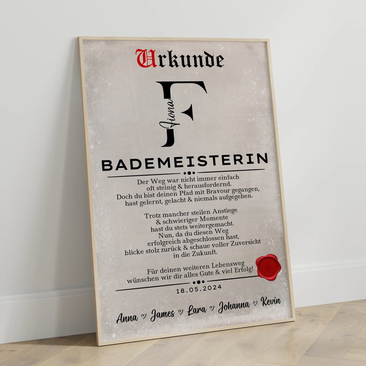 Geschenk Abschluss Ausbildung Poster Urkunde Bademeisterin