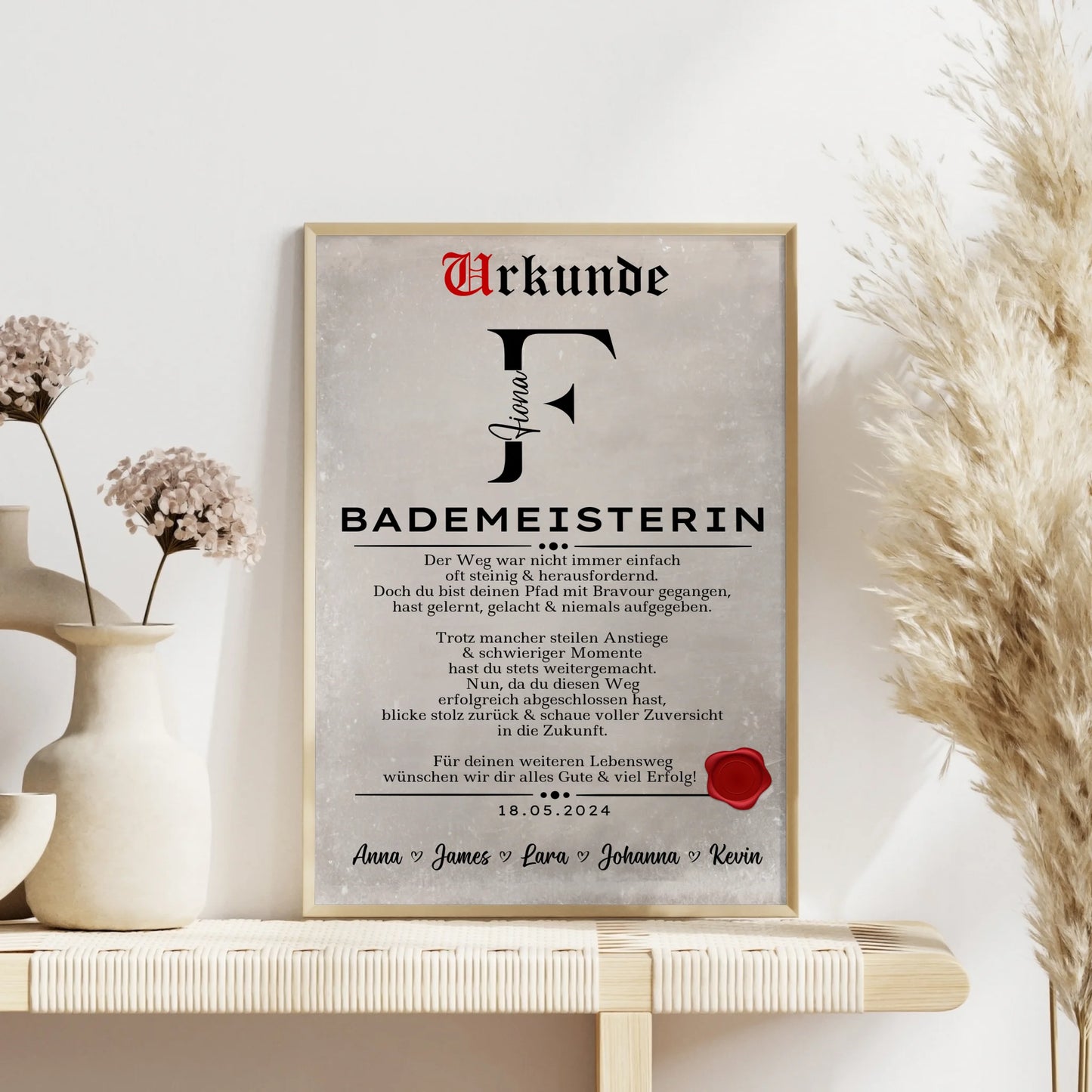 Geschenk Abschluss Ausbildung Poster Urkunde Bademeisterin