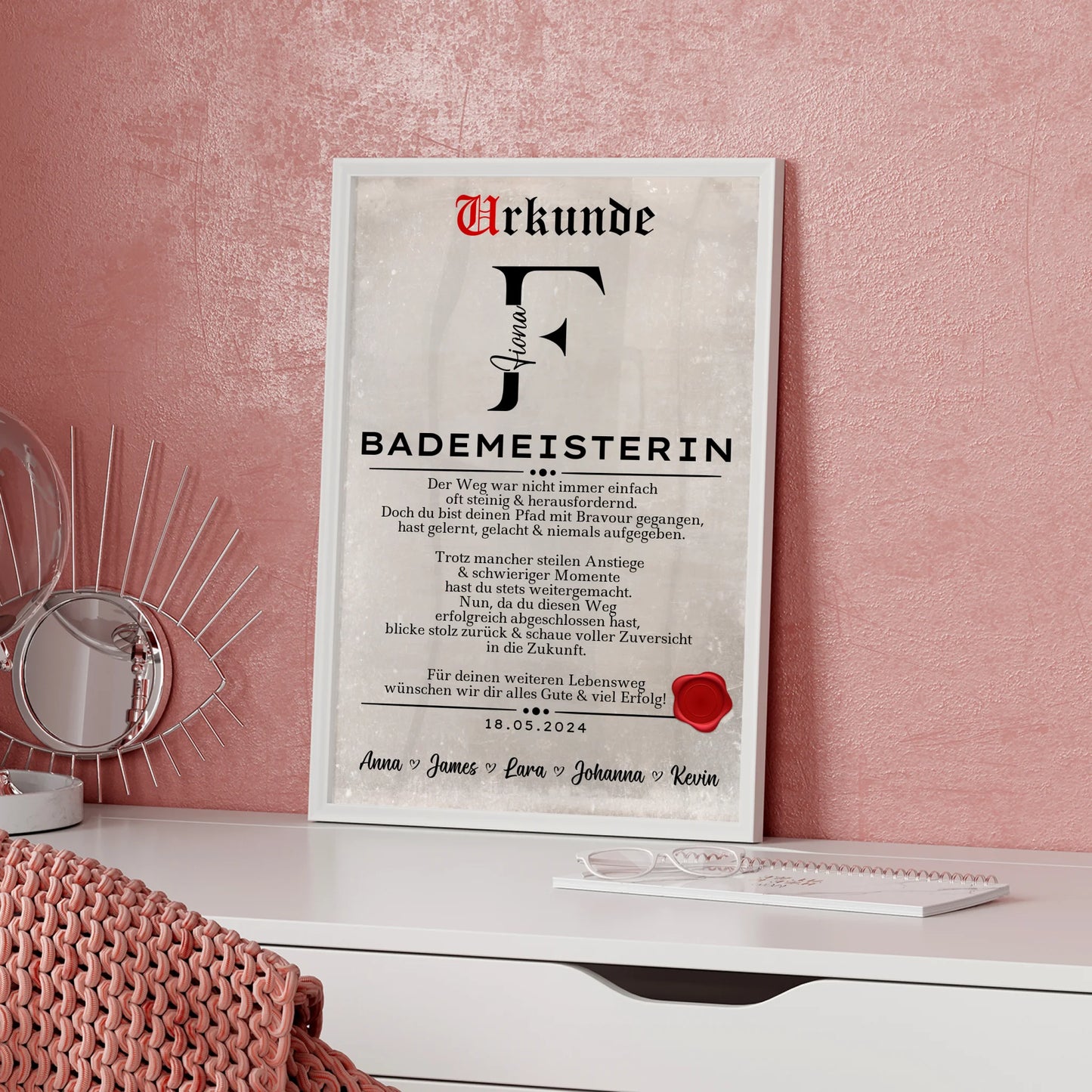 Geschenk Abschluss Ausbildung Poster Urkunde Bademeisterin