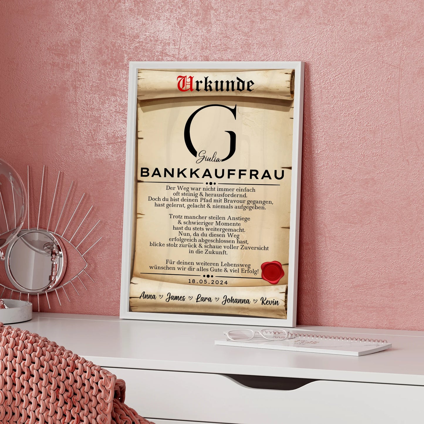 Ausbildungsabschluss Geschenk Bankkauffrau Poster Urkunde