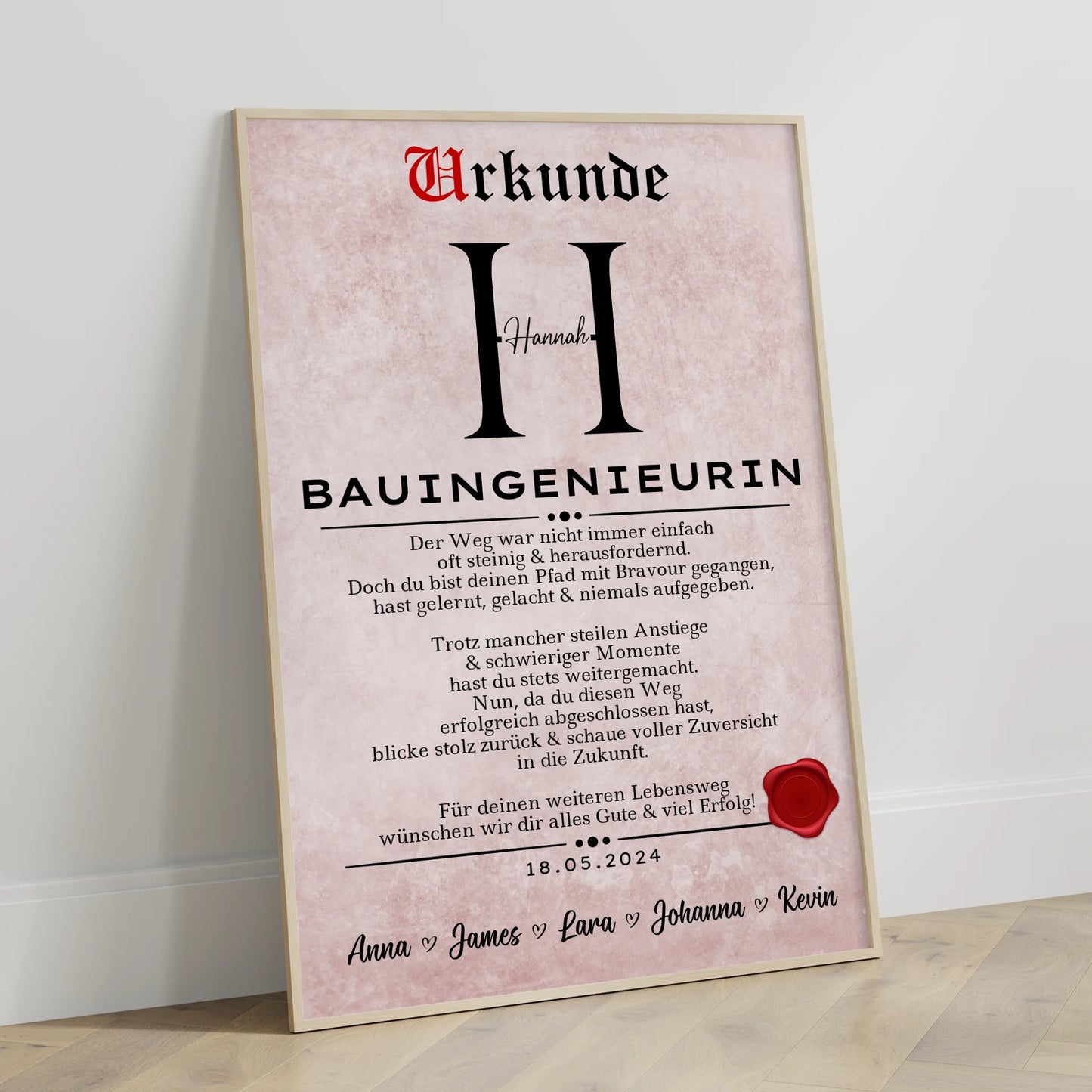 Geschenk Zum Abschluss Ausbildung Bauingenieurin Personalisiert Poster Urkunde