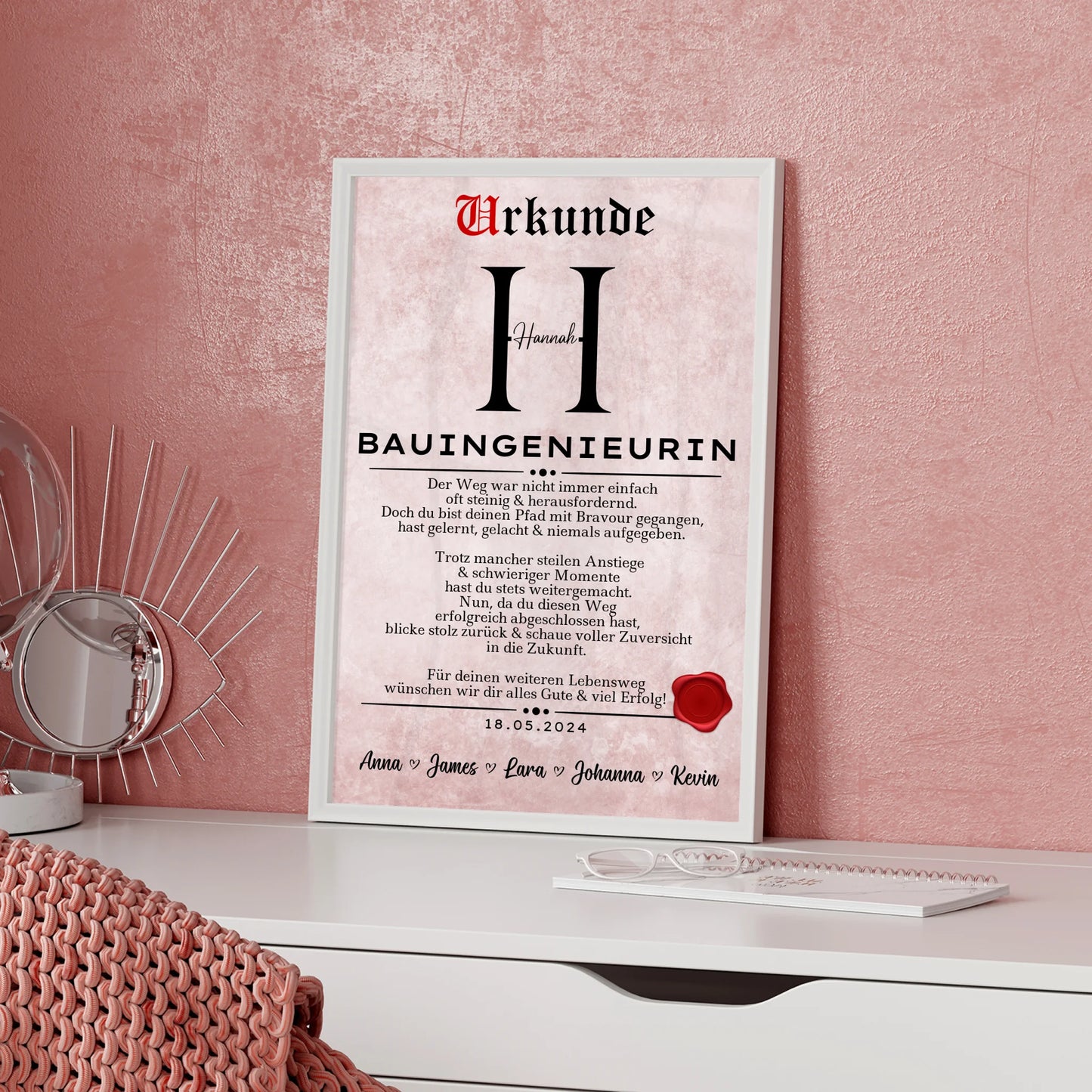 Geschenk Zum Abschluss Ausbildung Bauingenieurin Personalisiert Poster Urkunde