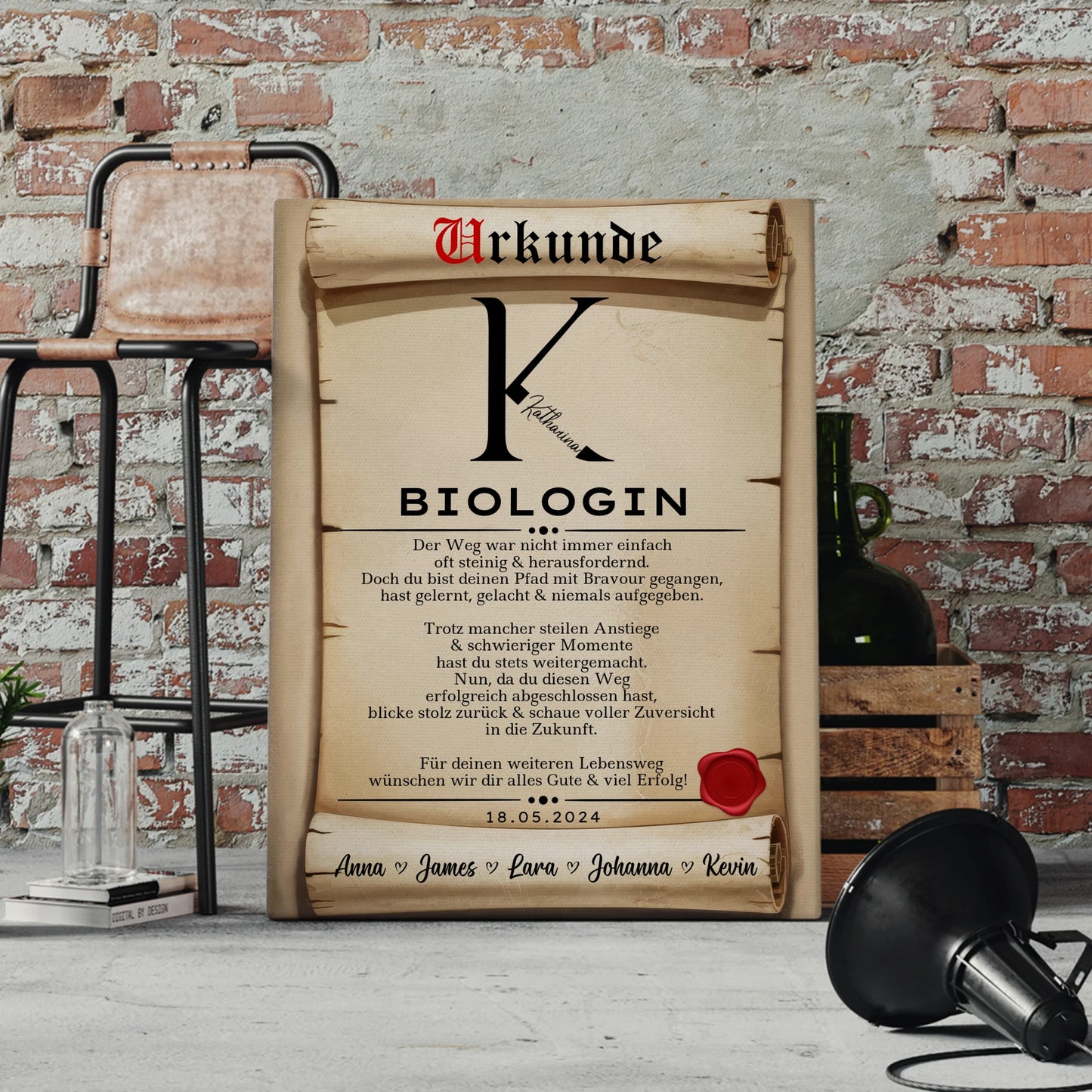 Geschenk Zum Abschluss Ausbildung Biologin Leinwand Urkunde 4