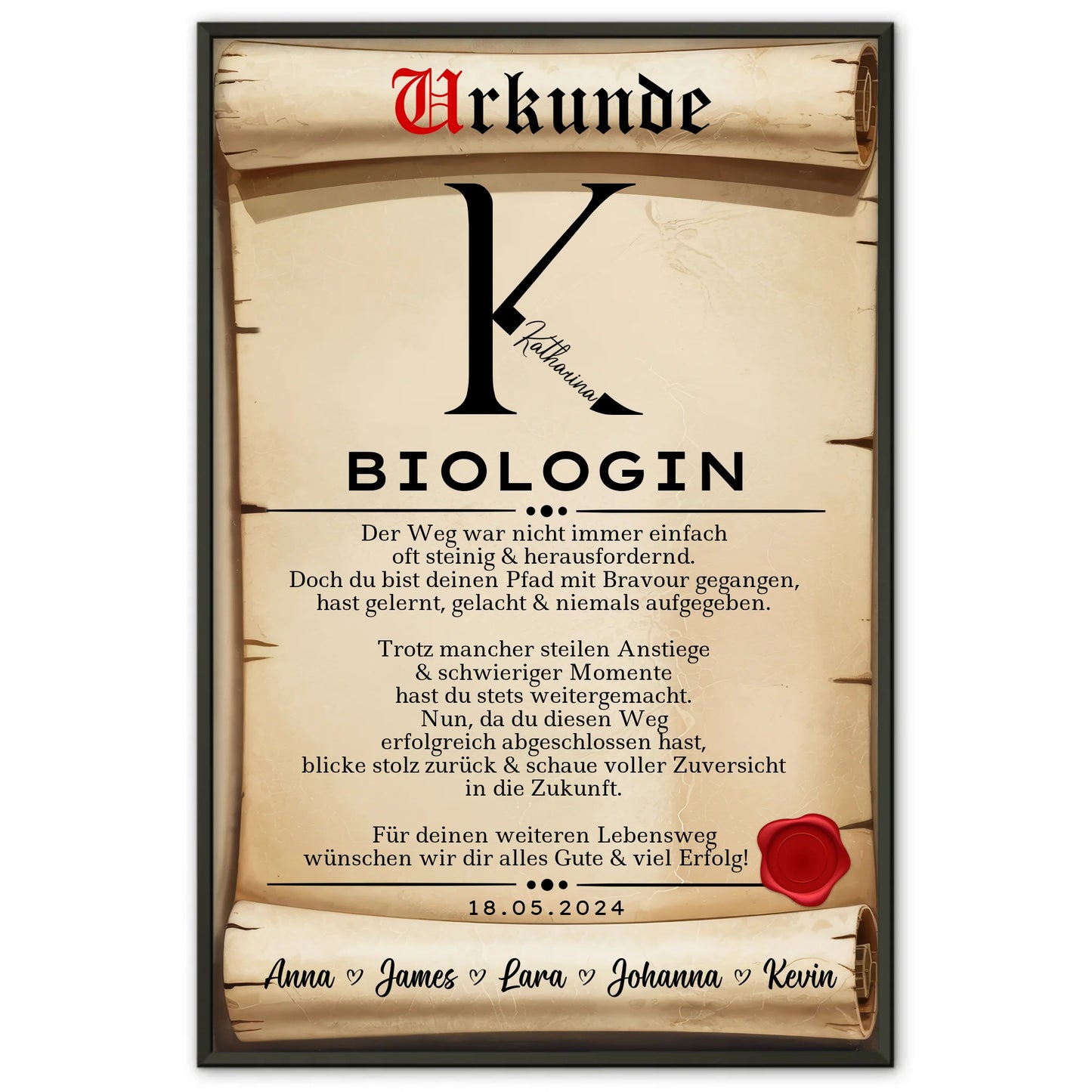 Geschenk Zum Abschluss Ausbildung Biologin Poster Urkunde